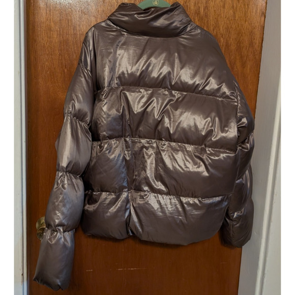MOTHER The Buttoned Up Metallic Puffer Jacket in Luster SMALL - Picture 2 of 6